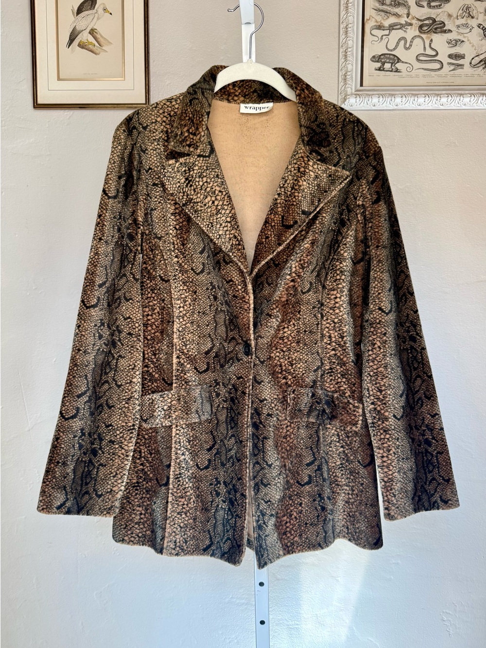 Brown Velvet Brown Animal Print Blazer Jacket S/M